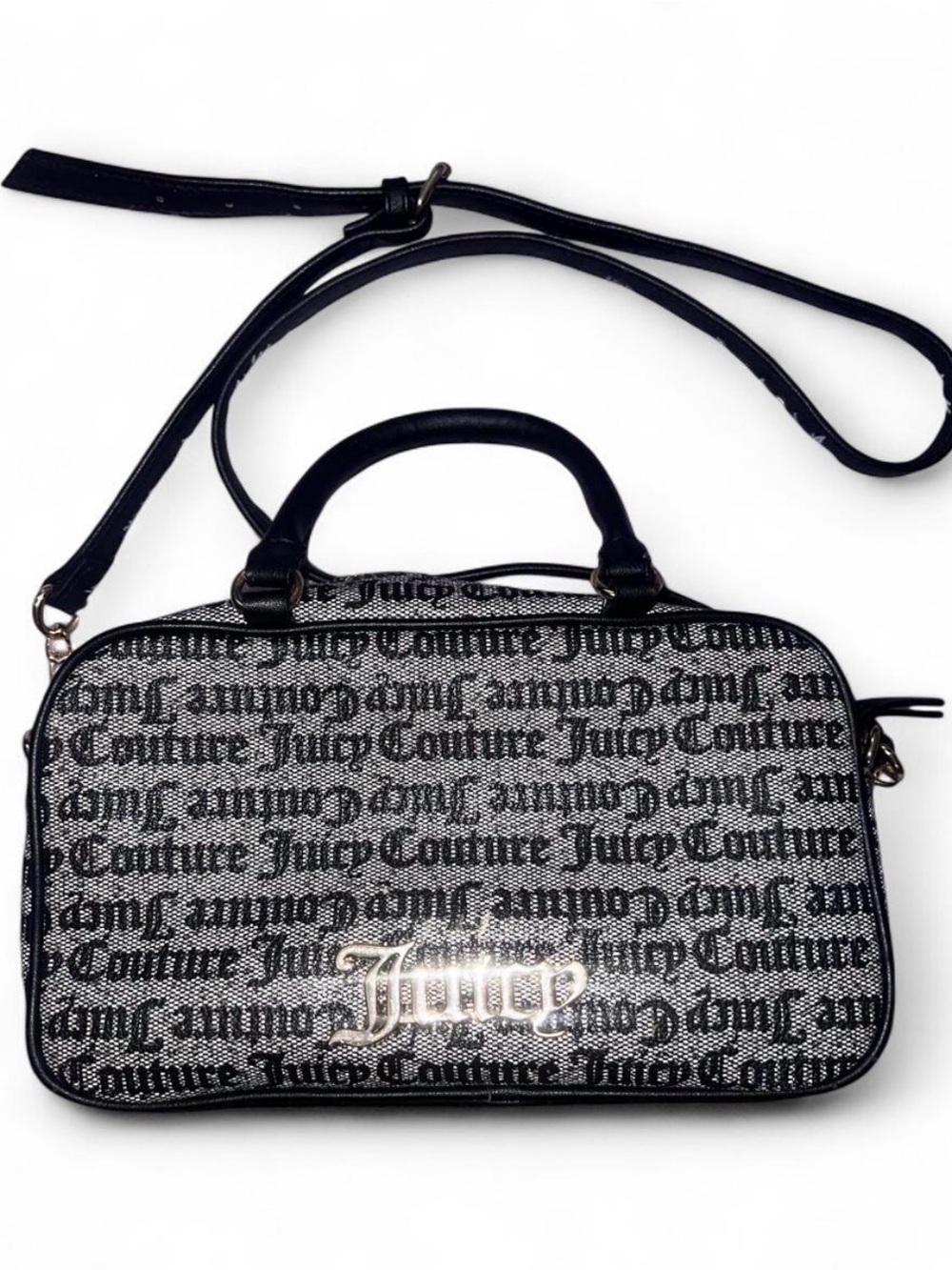 Juicy Couture Black and Silver Logo Crossbody Bag